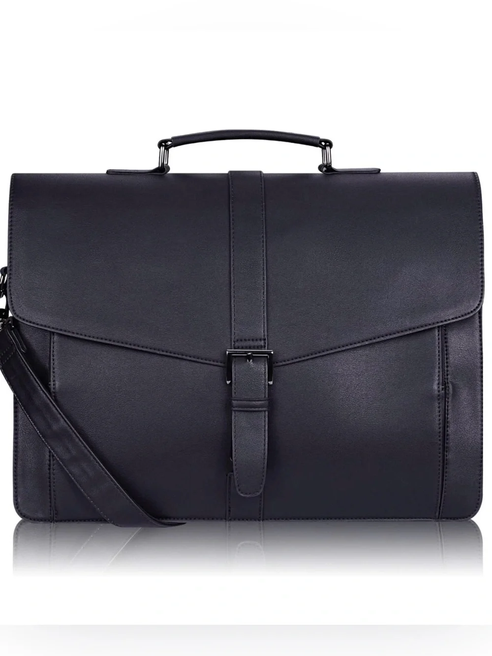 NWT - Estarer - Men’s Leather Briefcase Laptop, Business, and travel. LRG Black